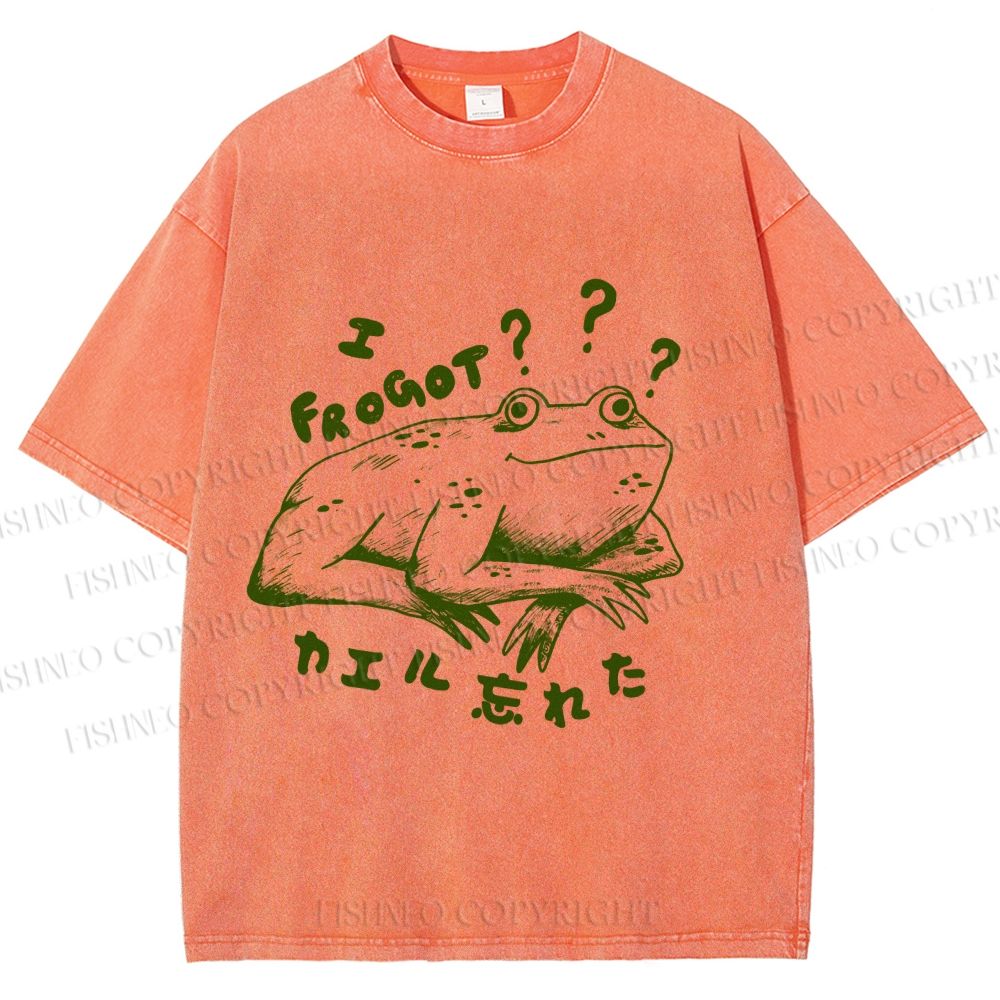 Unisex Vintage Frog Forget Printed Washed Tee