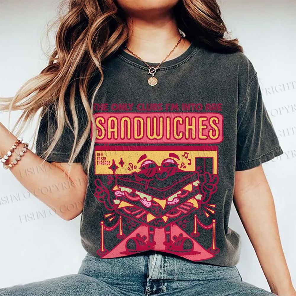 Unisex Sandwich Graffiti Printed Washed Tee