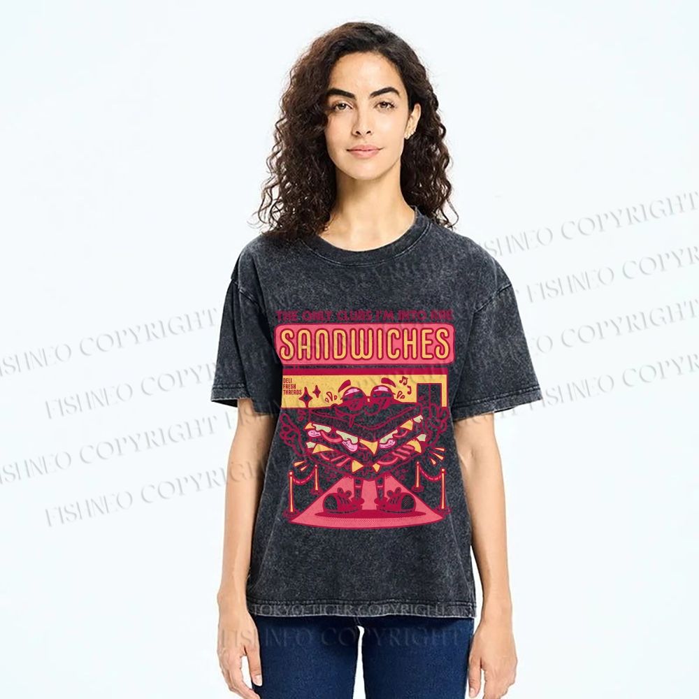 Unisex Sandwich Graffiti Printed Washed Tee