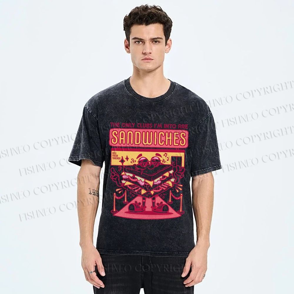 Unisex Sandwich Graffiti Printed Washed Tee