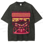 Unisex Sandwich Graffiti Printed Washed Tee