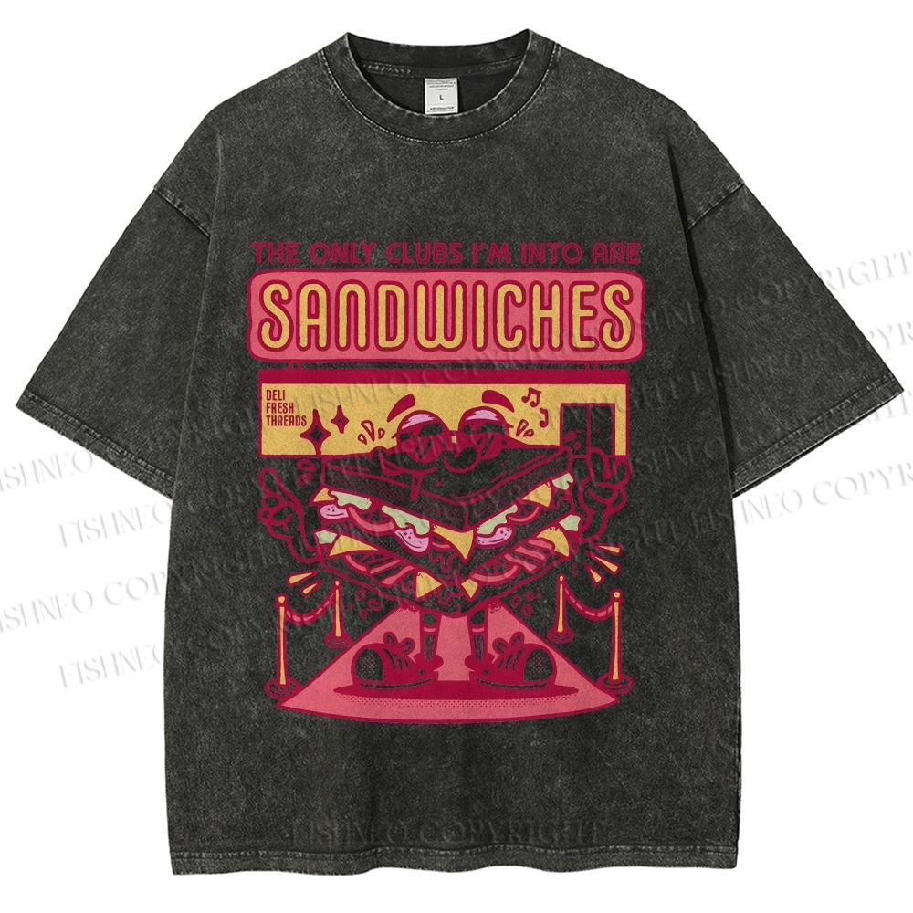 Unisex Sandwich Graffiti Printed Washed Tee