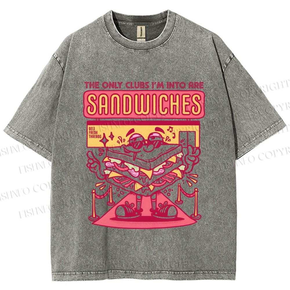 Unisex Sandwich Graffiti Printed Washed Tee