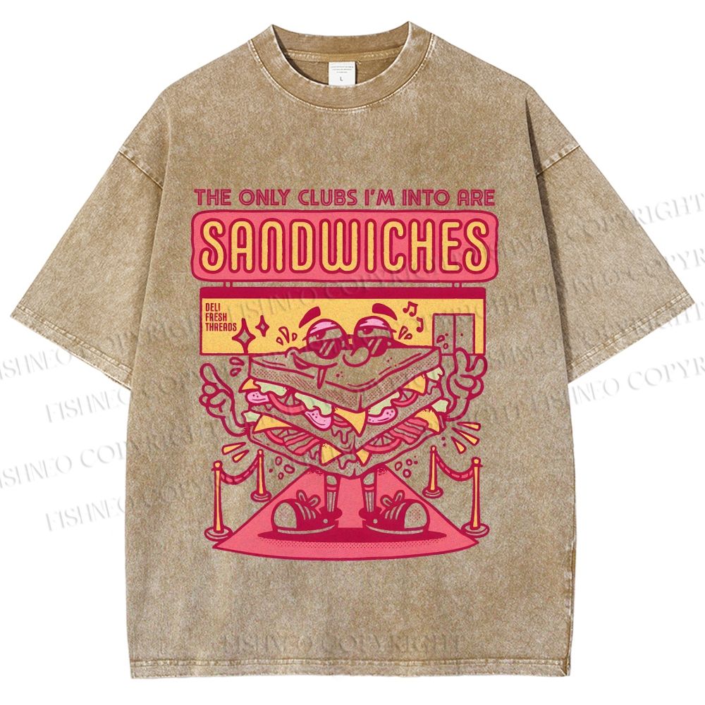 Unisex Sandwich Graffiti Printed Washed Tee
