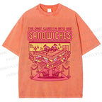 Unisex Sandwich Graffiti Printed Washed Tee