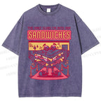 Unisex Sandwich Graffiti Printed Washed Tee