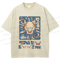 Unisex Vintage Japanese Art Printed Washed Tee