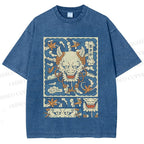 Unisex Vintage Japanese Art Printed Washed Tee