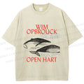 Unisex Whale Graffiti Printed Washed Tee
