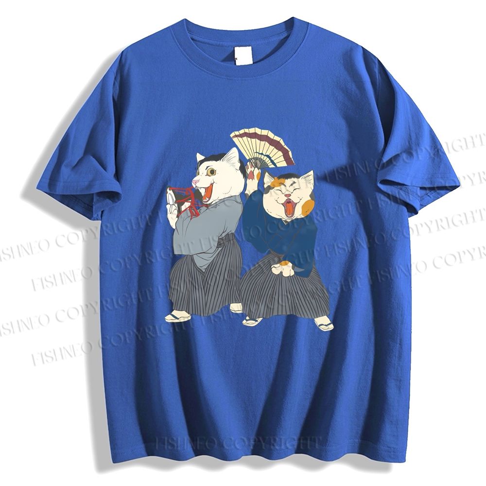 Unisex Japanese Kimono Cat Classic Cotton T-shirt
