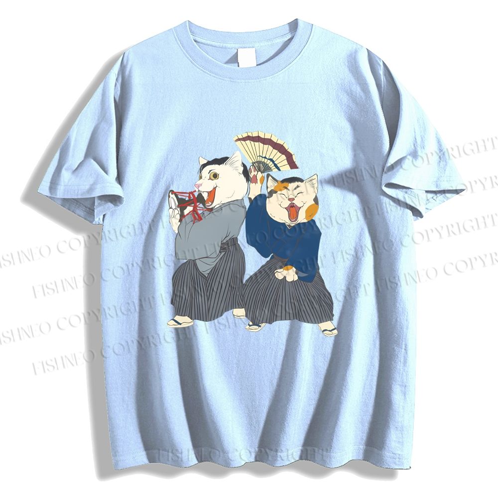 Unisex Japanese Kimono Cat Classic Cotton T-shirt