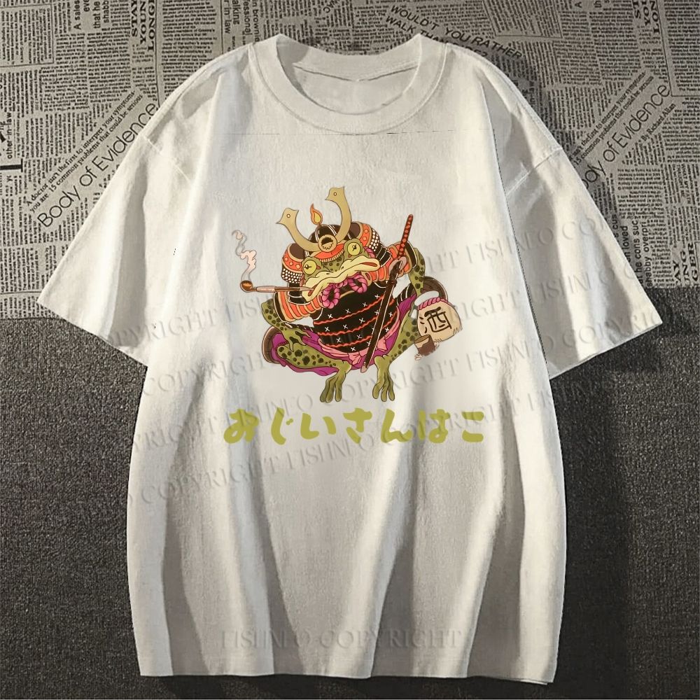 Unisex Japanese Frog Samurai Smoking Classic Cotton T-shirt