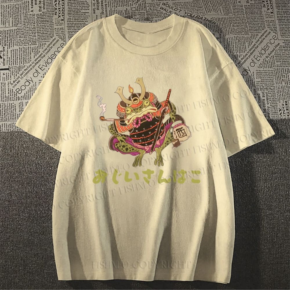 Unisex Japanese Frog Samurai Smoking Classic Cotton T-shirt