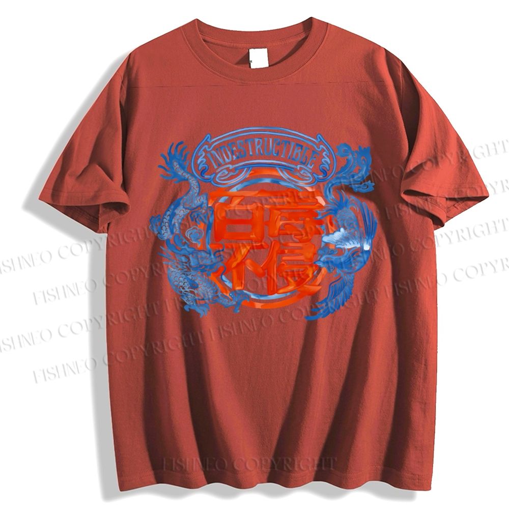 Unisex Dragon Phoenix Graffiti Classic Cotton T-shirt