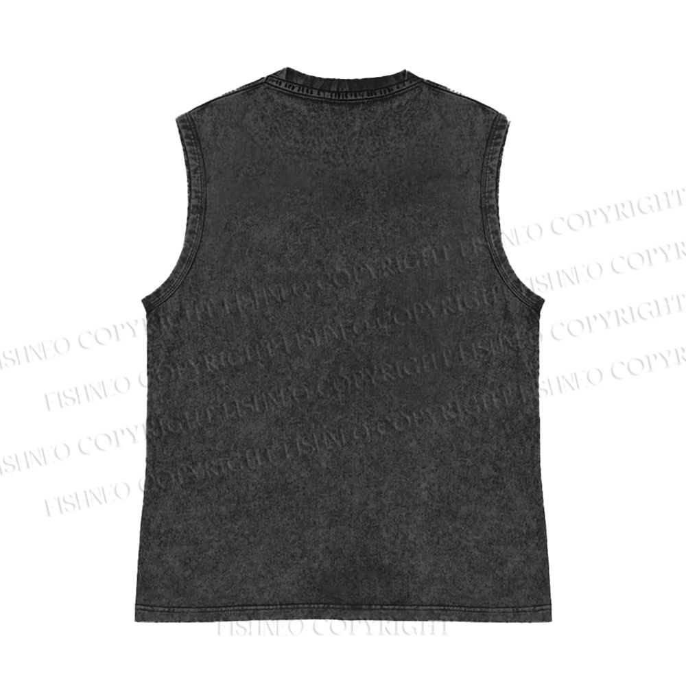Unisex Catzilla Printed Washed Tank Top