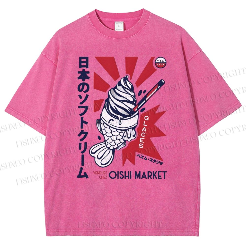 Unisex Oishi Market Printed Washed Tee