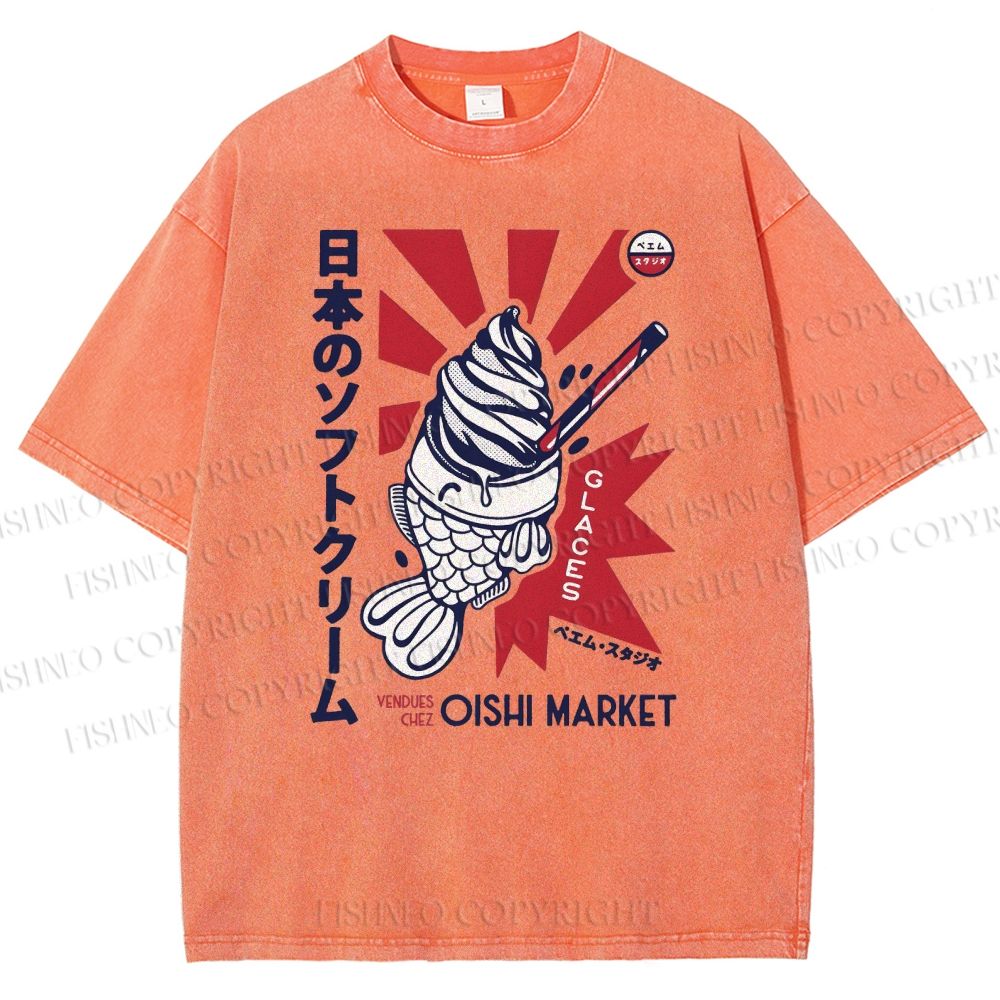 Unisex Oishi Market Printed Washed Tee