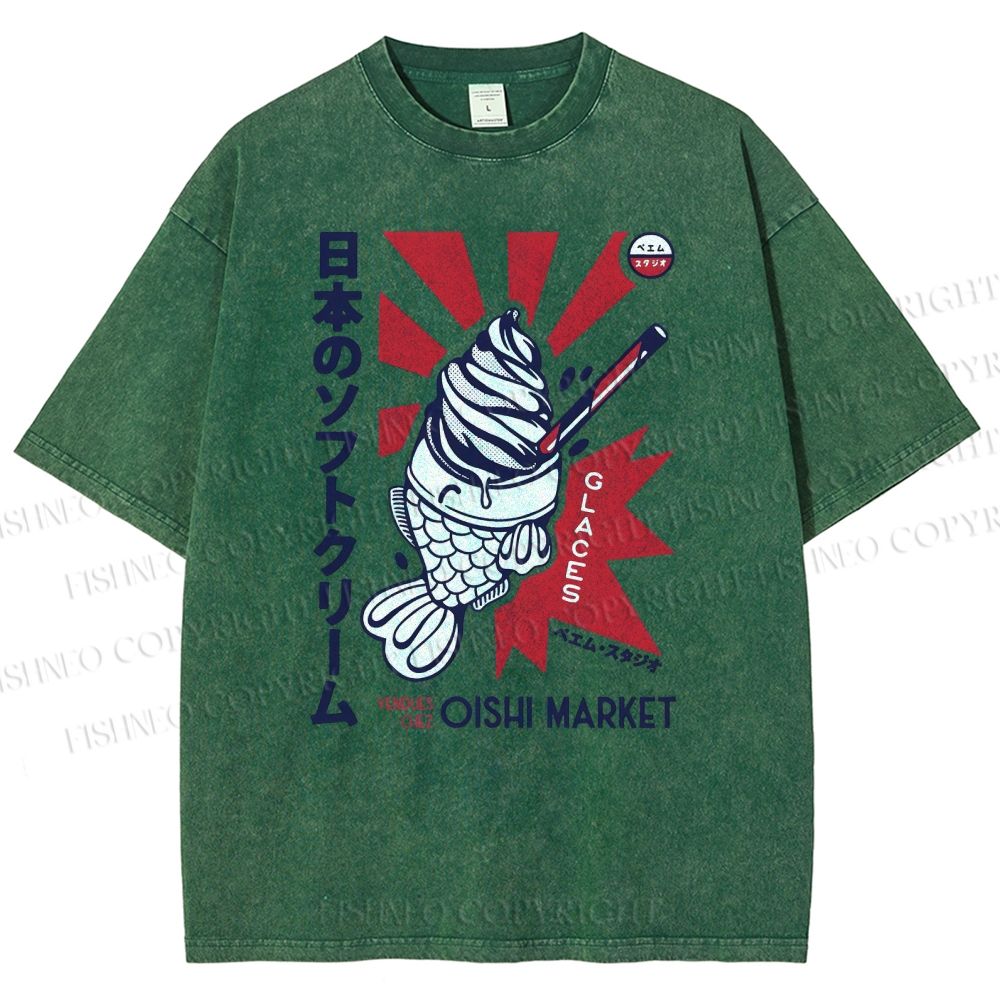 Unisex Oishi Market Printed Washed Tee