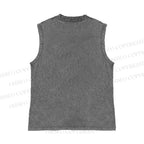 Unisex Vintage Cat Graffiti Printed Washed Tank Top