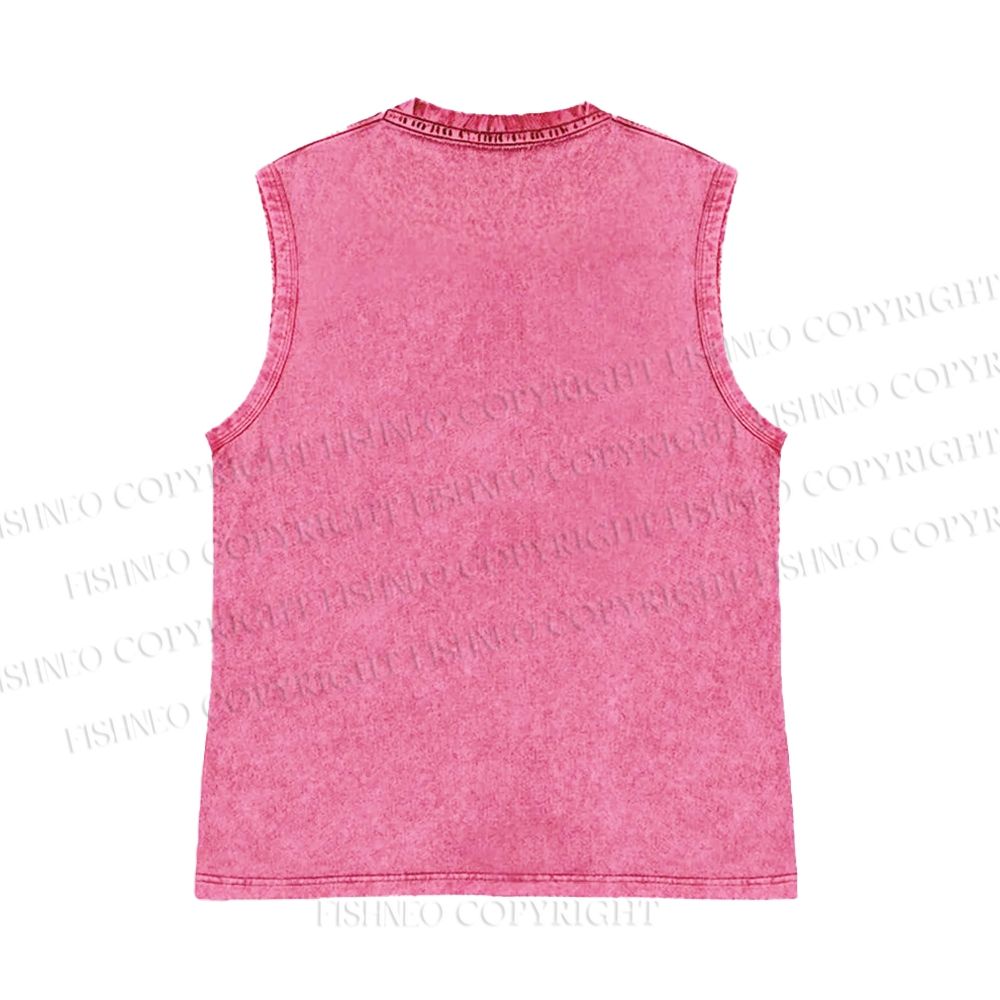 Unisex Vintage Director Frog Printed Washed Tank Top