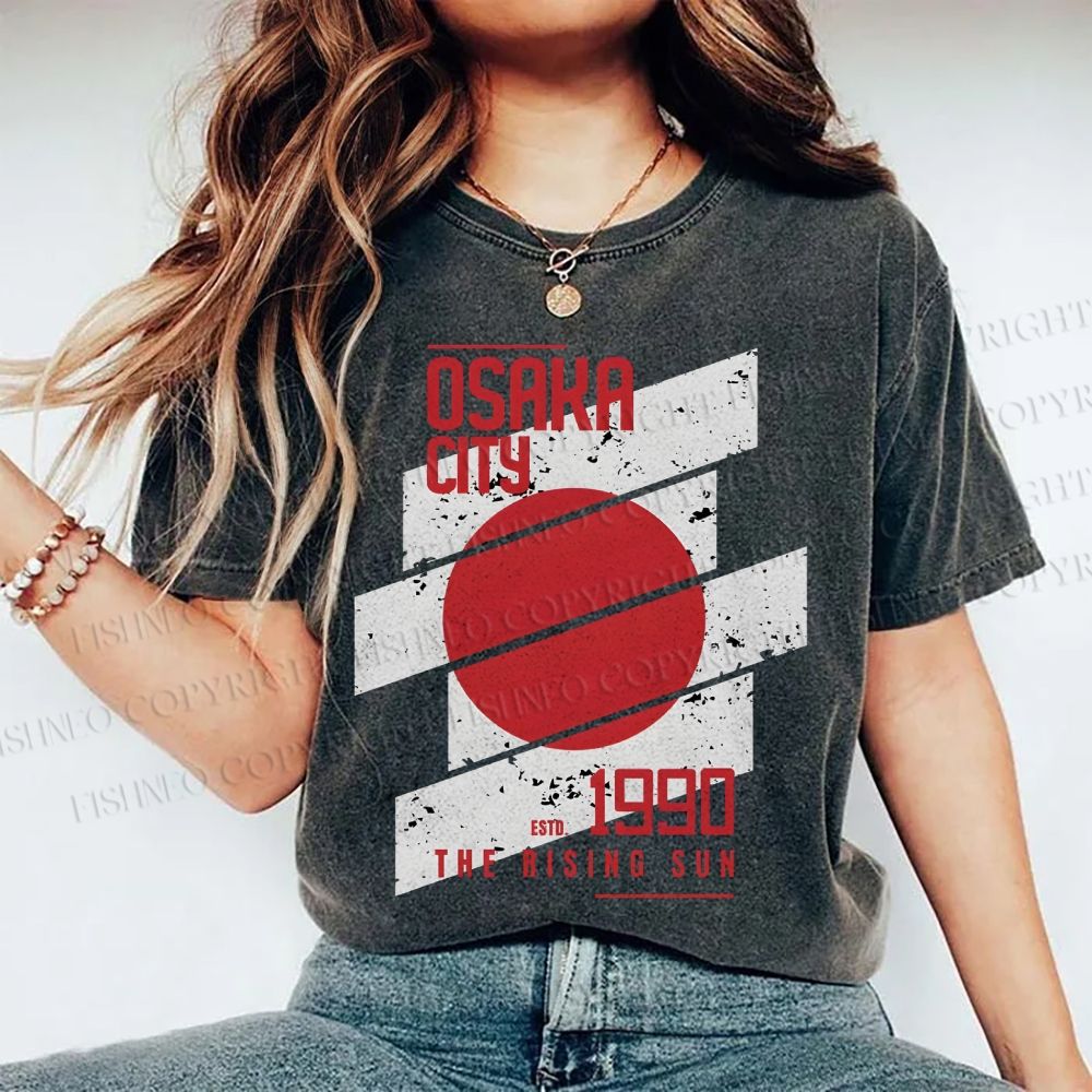 Unisex Osaka City Printed Washed Tee