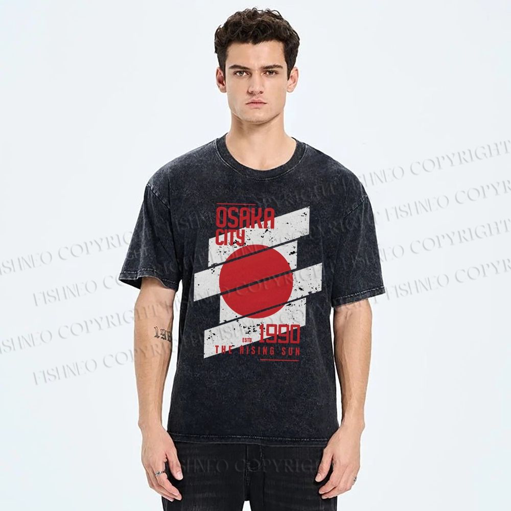 Unisex Osaka City Printed Washed Tee