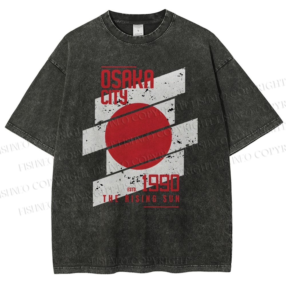 Unisex Osaka City Printed Washed Tee
