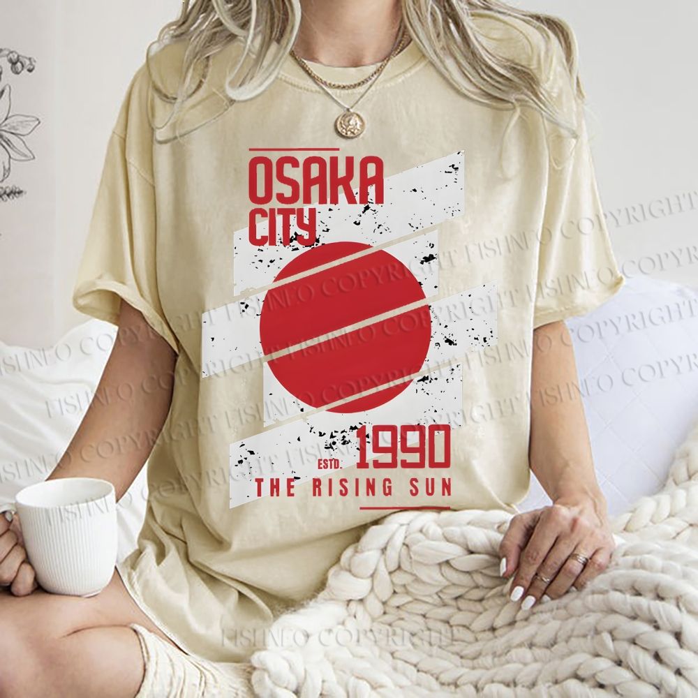 Unisex Osaka City Printed Washed Tee