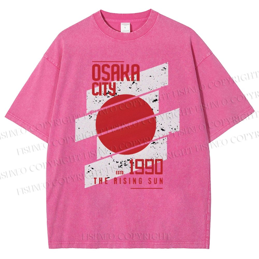 Unisex Osaka City Printed Washed Tee