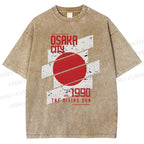 Unisex Osaka City Printed Washed Tee