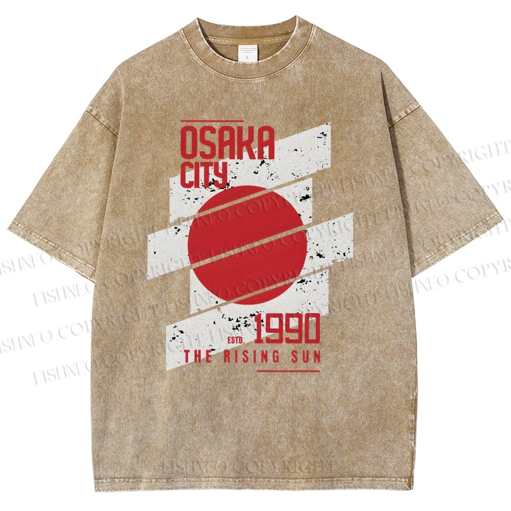 Unisex Osaka City Printed Washed Tee
