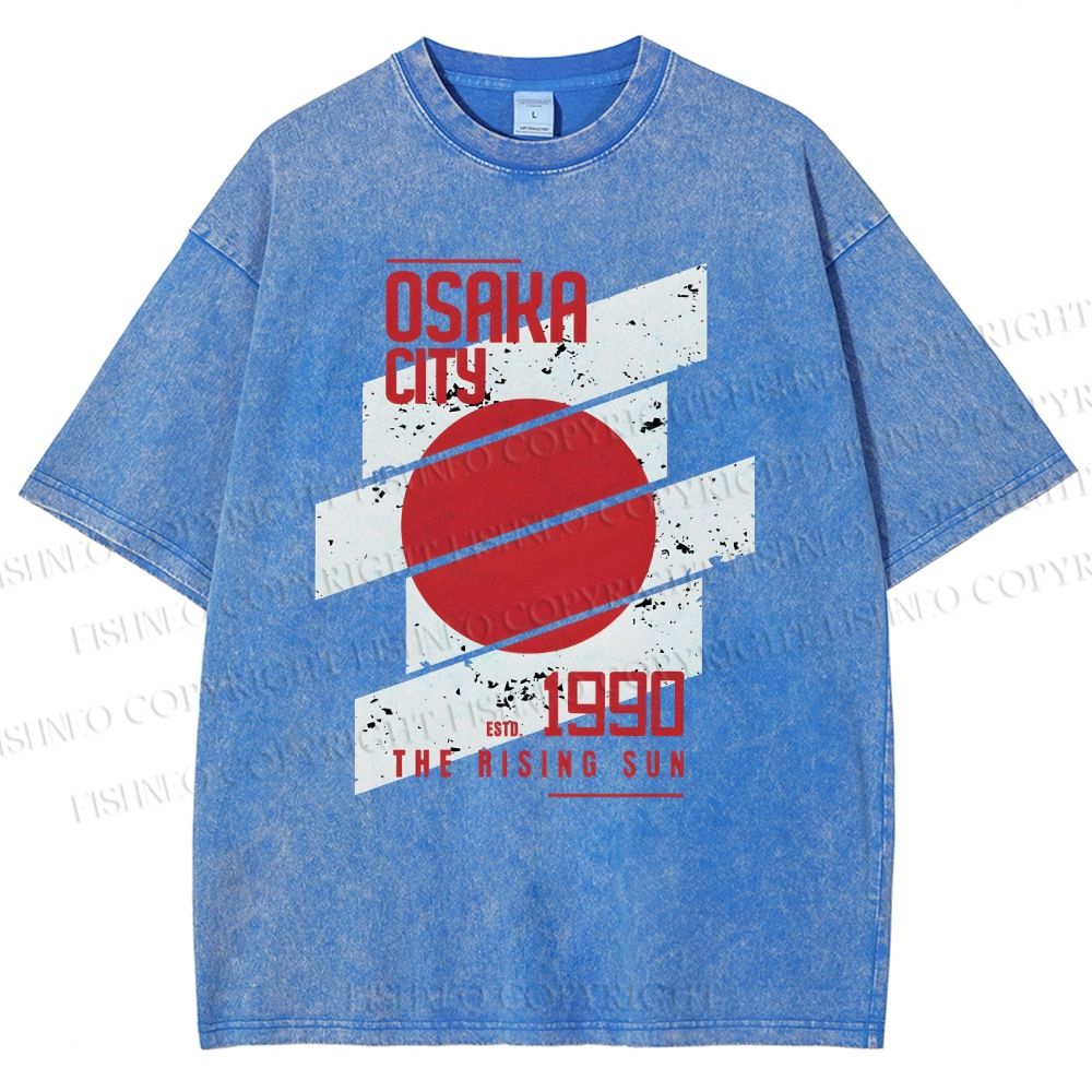 Unisex Osaka City Printed Washed Tee