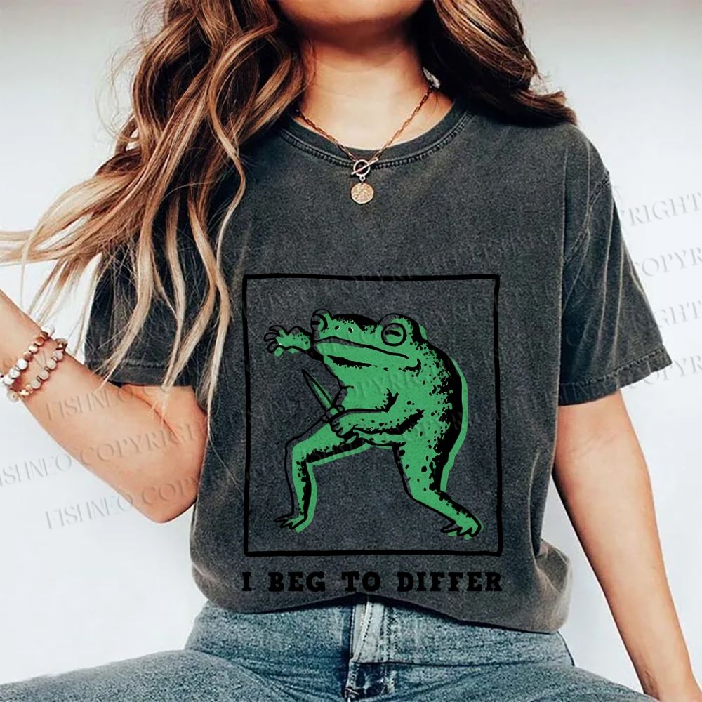 Unisex Frog Beg To Differ Printed Washed Tee