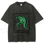 Unisex Frog Beg To Differ Printed Washed Tee