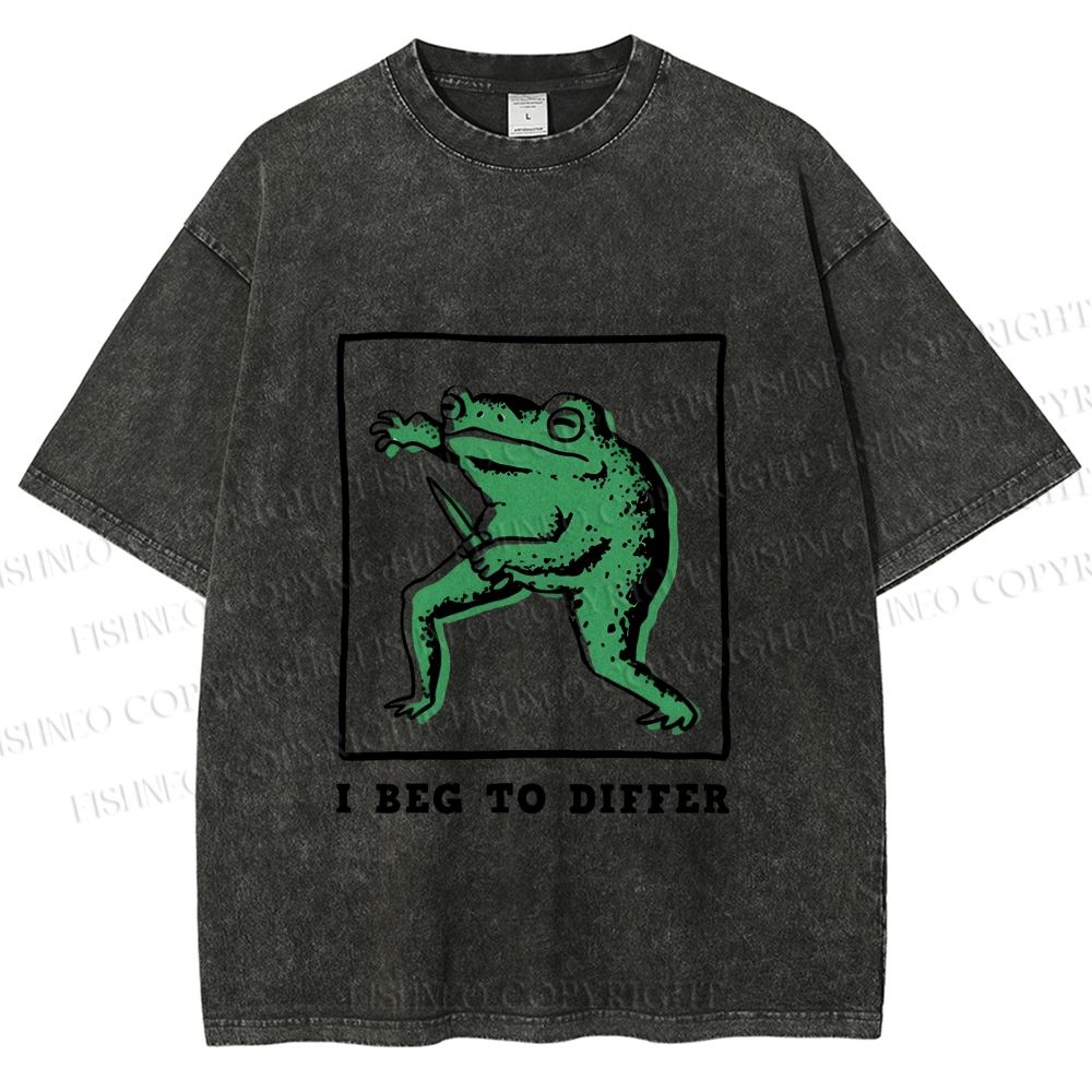 Unisex Frog Beg To Differ Printed Washed Tee