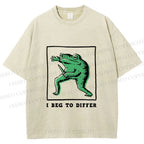Unisex Frog Beg To Differ Printed Washed Tee