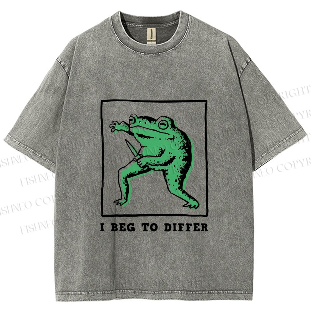 Unisex Frog Beg To Differ Printed Washed Tee