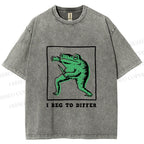 Unisex Frog Beg To Differ Printed Washed Tee