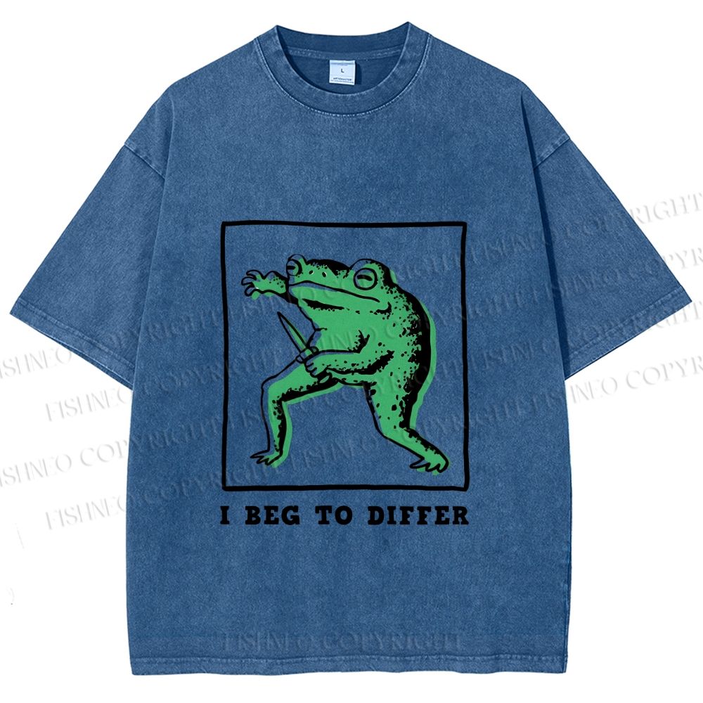 Unisex Frog Beg To Differ Printed Washed Tee