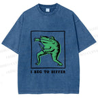 Unisex Frog Beg To Differ Printed Washed Tee