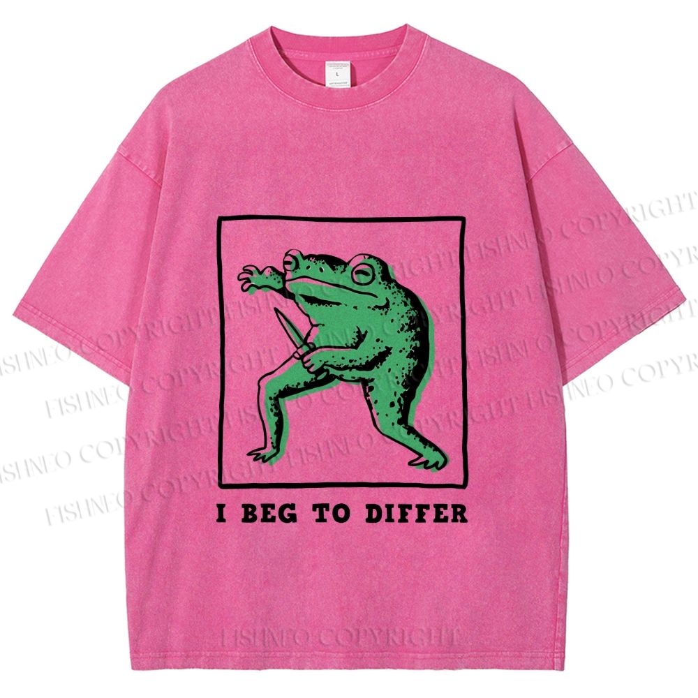 Unisex Frog Beg To Differ Printed Washed Tee