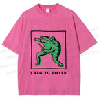 Unisex Frog Beg To Differ Printed Washed Tee