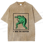 Unisex Frog Beg To Differ Printed Washed Tee
