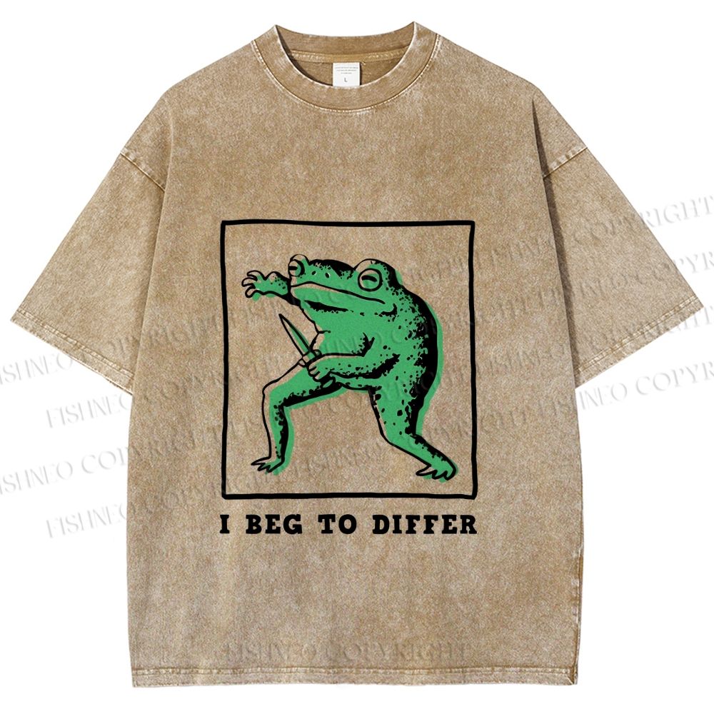Unisex Frog Beg To Differ Printed Washed Tee