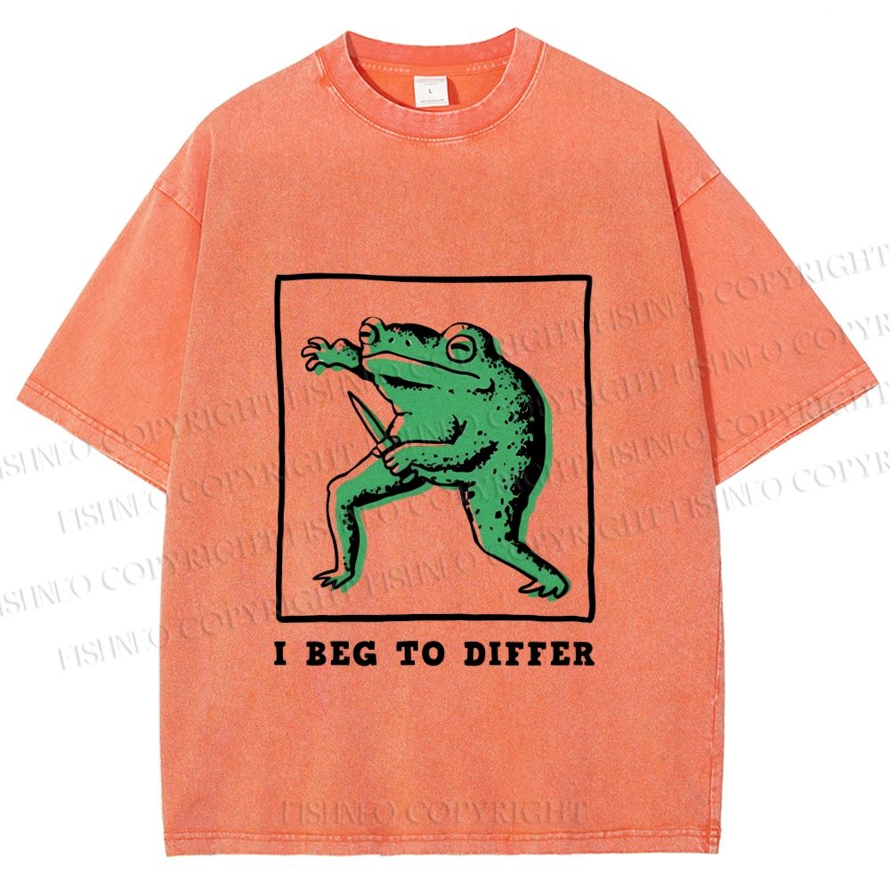 Unisex Frog Beg To Differ Printed Washed Tee