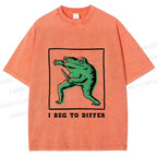 Unisex Frog Beg To Differ Printed Washed Tee