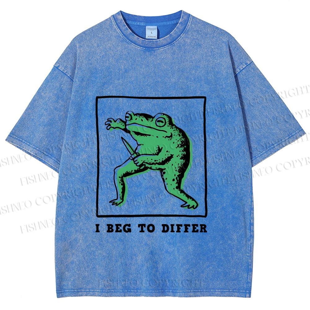 Unisex Frog Beg To Differ Printed Washed Tee