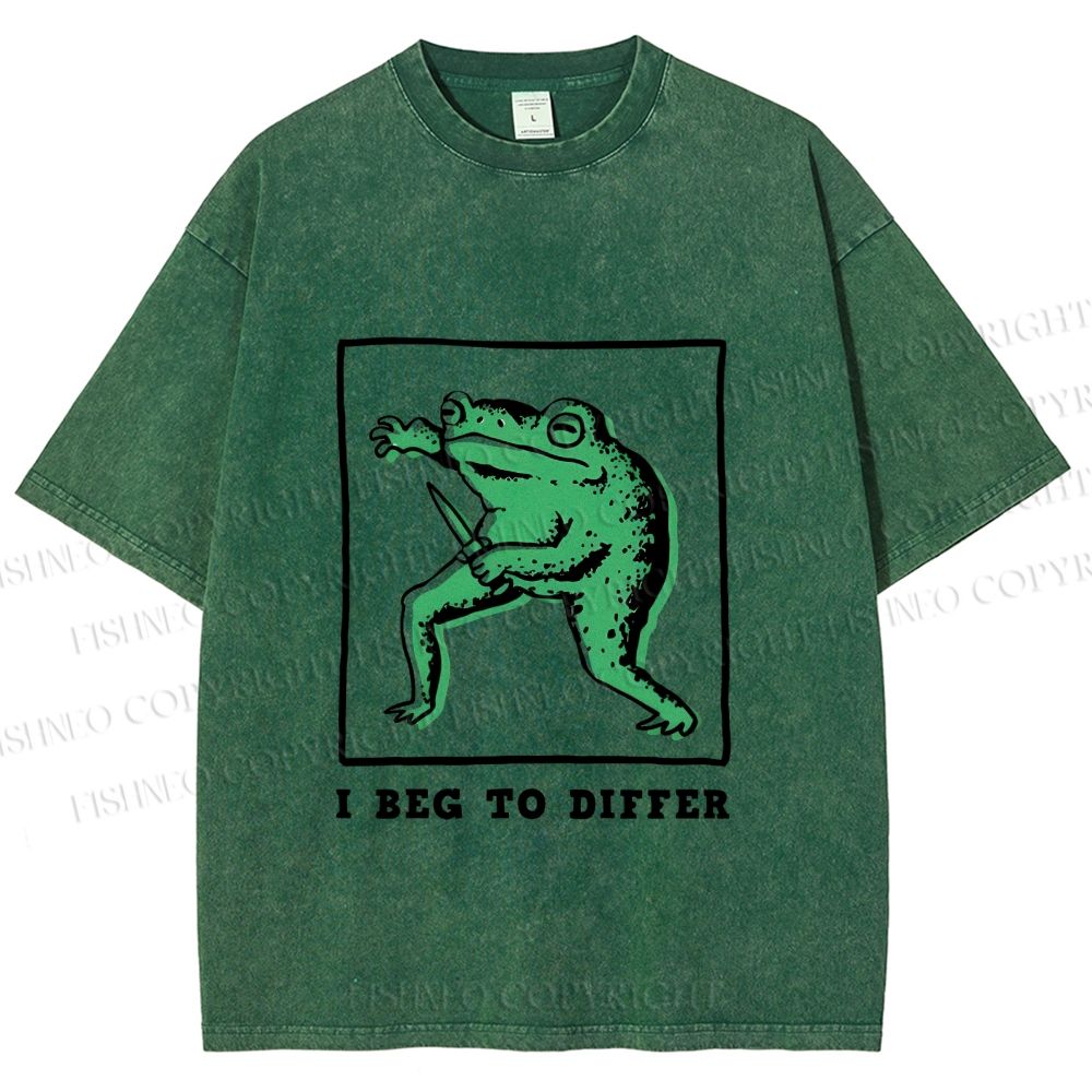 Unisex Frog Beg To Differ Printed Washed Tee
