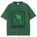 Unisex Frog Beg To Differ Printed Washed Tee