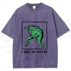Unisex Frog Beg To Differ Printed Washed Tee